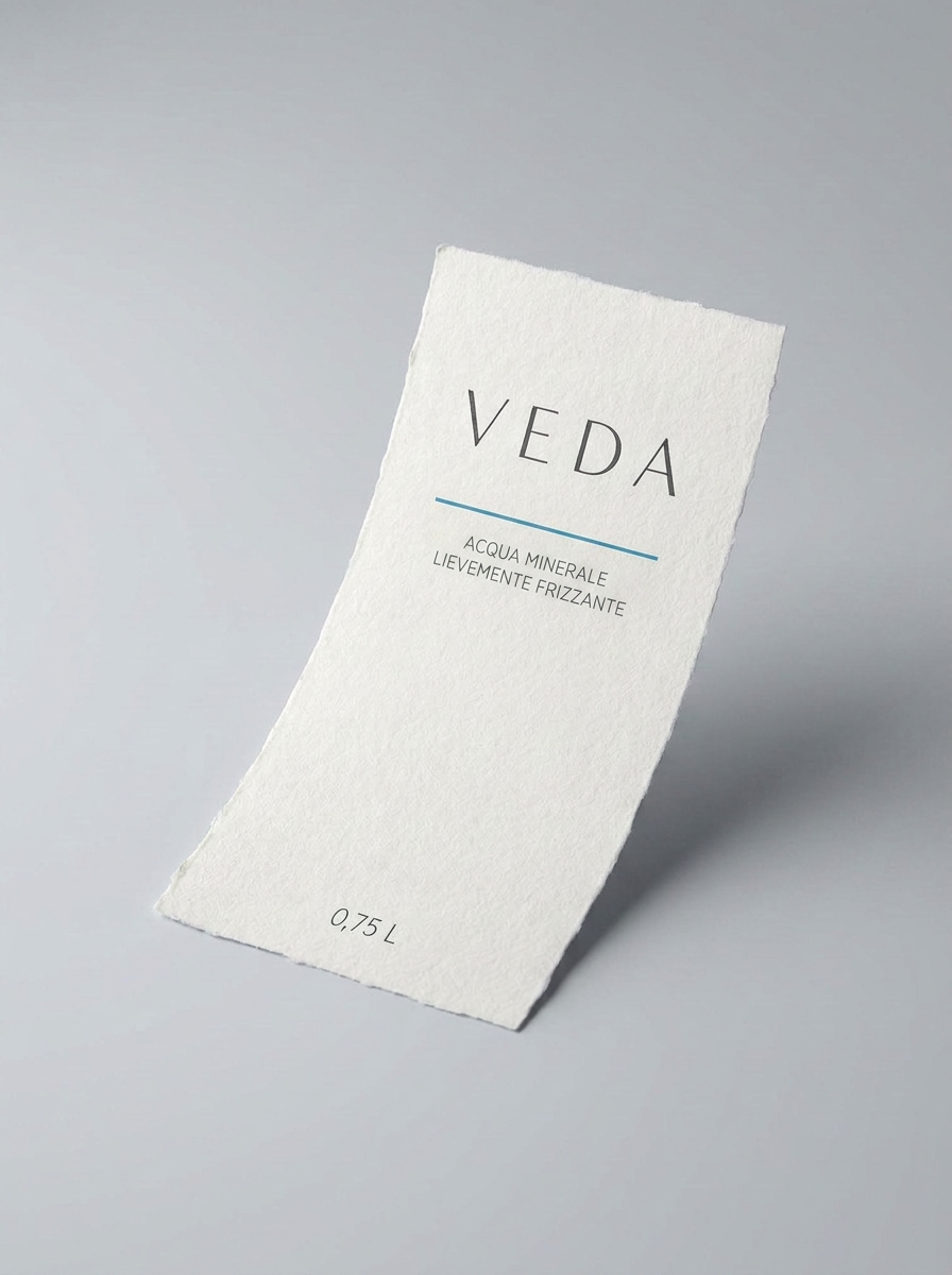 Etichetta VEDA lievemente frizzante su carta cotone