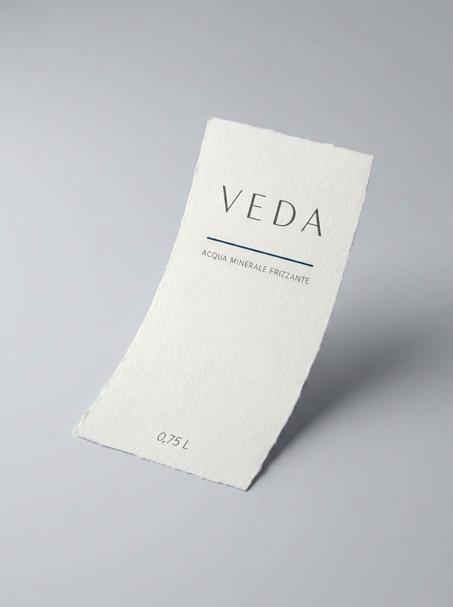 Etichetta VEDA frizzante su carta cotone