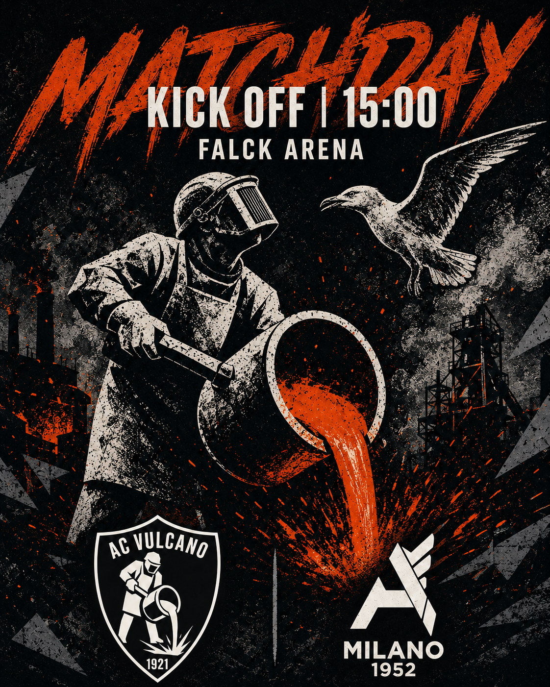 Grafica matchday AC Vulcano contro Alcione Milano alla Falck Arena