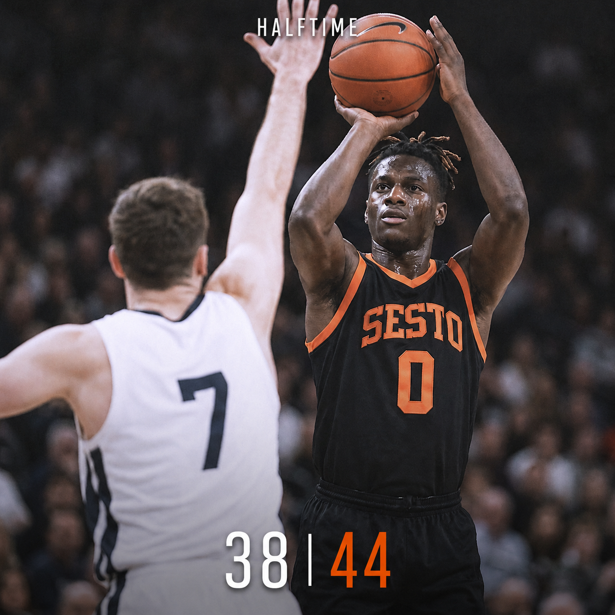 Grafica risultato halftime partita di basket, Sesto avanti 44 a 38